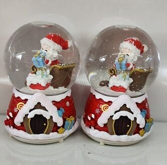 Dekoratif Ev Tasarım Noel Babalı Işıklı Müzikli Yılbaşı Cam Kar Küresi