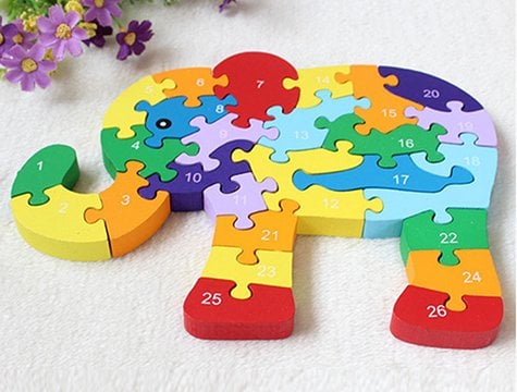 Ahşap Fil Figürlü Puzzle Yapboz