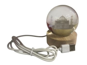 Dekoratif Ahşap Altlıklı Mescidi Aksa Temalı Işıklı Cam Küre (6 cm)