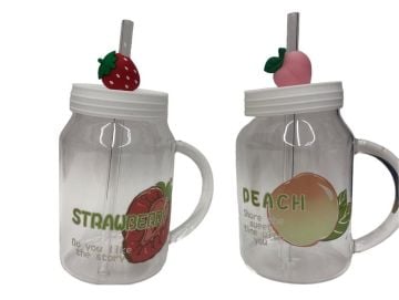 Pipetli Meşrubat & Meyve Suyu Kapaklı Cam Bardak