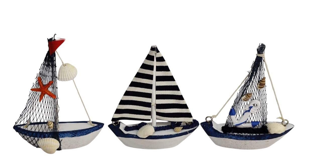 Dekoratif Marin Ahşap Yelkenli Gemi Maketi (14 cm x 10 cm)