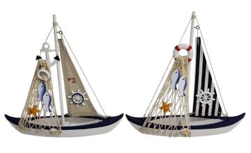 Dekoratif Marin Ahşap Yelkenli Gemi Maketi (25 cm x 25 cm) (2 Adet)