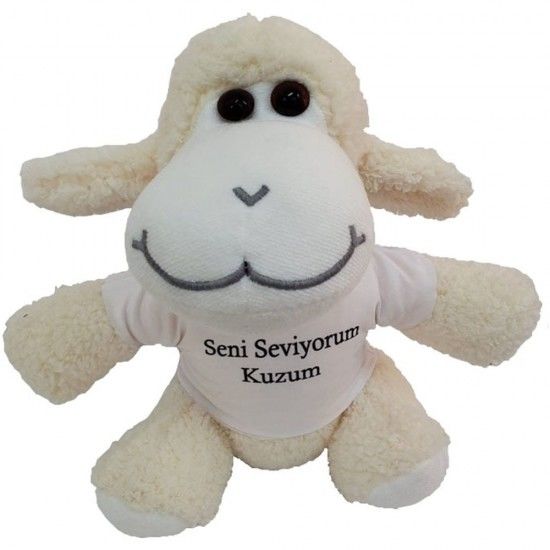Seni Seviyorum Kuzum Tasarım Tişörtlü Peluş Kuzu