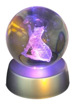 Sevimli Kedi Kristal Cam Küre Renk Değiştiren Led Işıklı