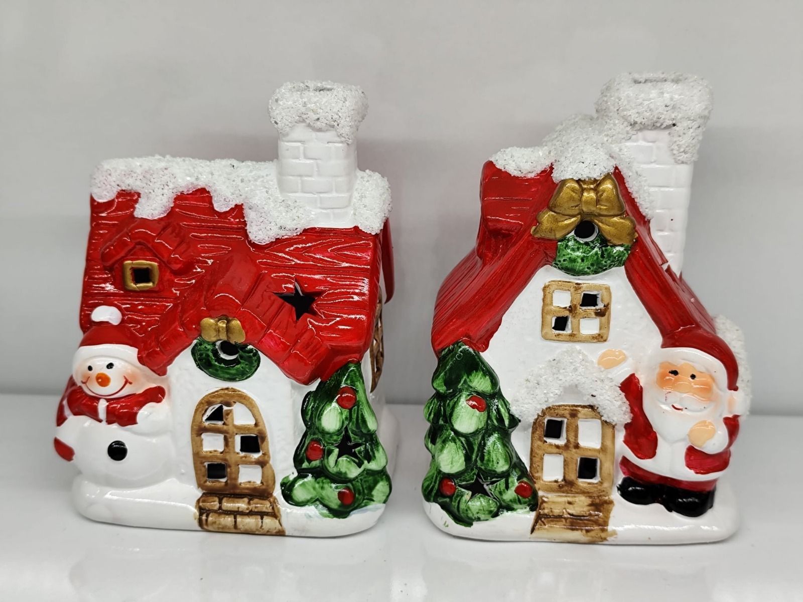 Işıklı Dağ Evi Tasarım Kardan Adam Noel Baba Yılbaşı Hediye Biblosu