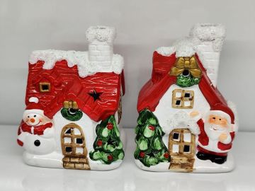 Işıklı Dağ Evi Tasarım Kardan Adam Noel Baba Yılbaşı Hediye Biblosu