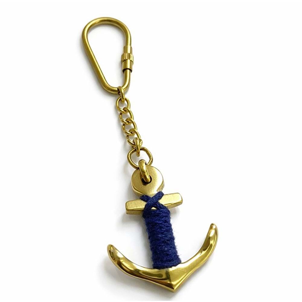 Pirinç Çapa Mavi Tasarımlı Anahtarlık