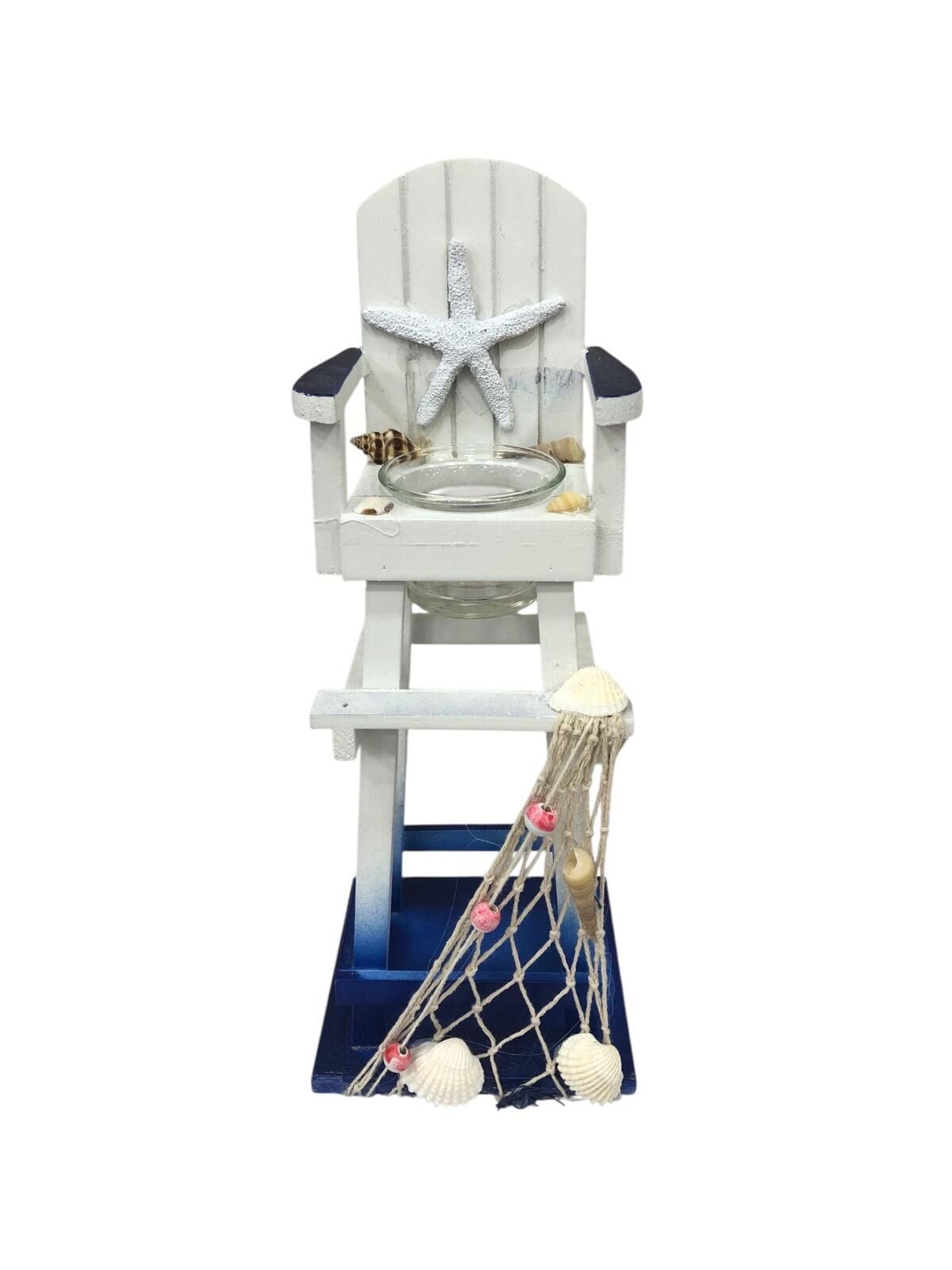 Marin Temalı Ahşap Can Kurtaran Kulesi Mumluk Dekoratif Obje (30 cm)