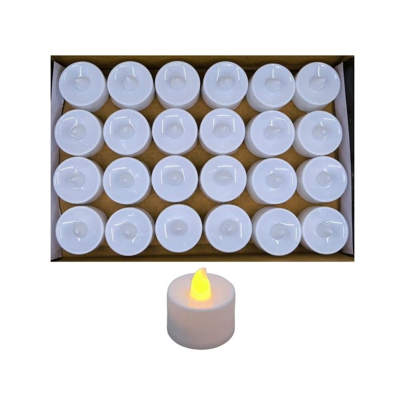Yuvarlak Tealight Pilli Beyaz Mum (24 Adet)