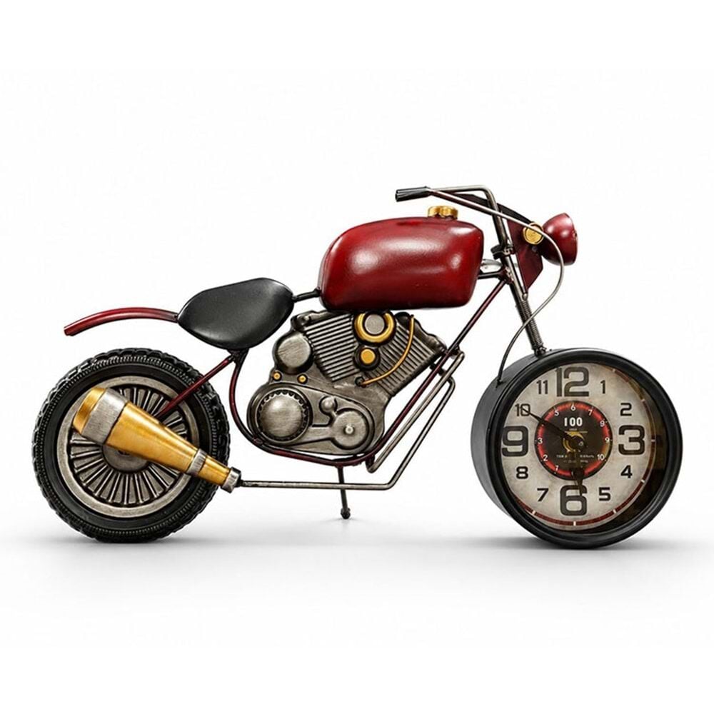 Motosiklet Tasarımlı Metal Duvar Saati (44cm)