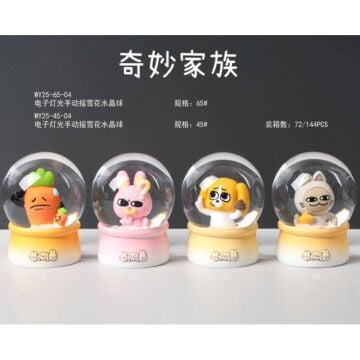 Mini Sevimli Karakterler Işıklı Cam Kar Küresi