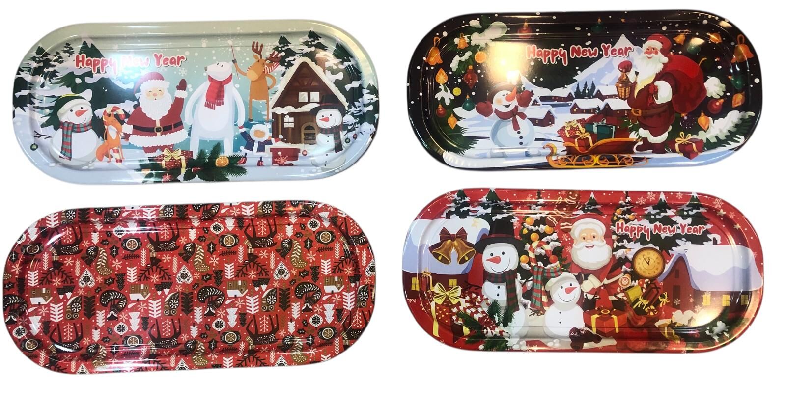 Yeni Yıl Noel Temalı Metal Tepsi (34.5 cm x 15.5 cm)