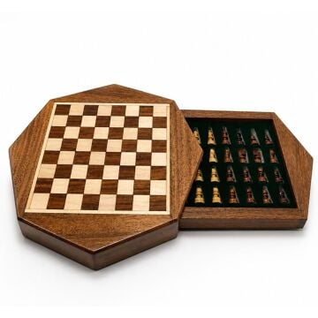 Çekmeceli Ahşap Kutulu Mıknatıslı Satranç Takımı (16CMX16CM)
