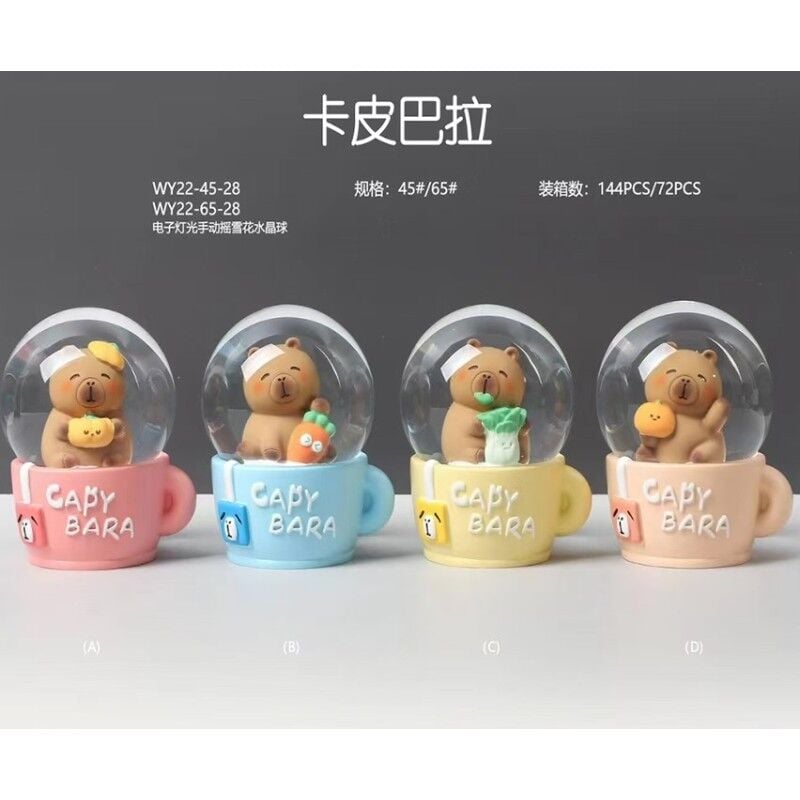 Mini Işıklı Capy Bara Temalı Cam Kar Küresi