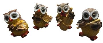 Dekoratif Polyester Müzisyen Baykuş Bibloları (4 Adet)