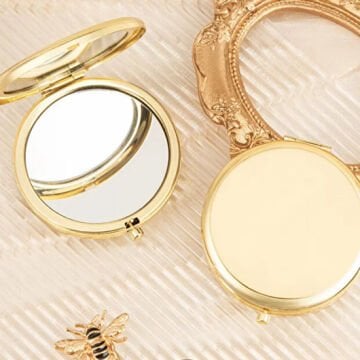 Baskı Yapılabilir Gold Kapaklı Makyaj Aynası