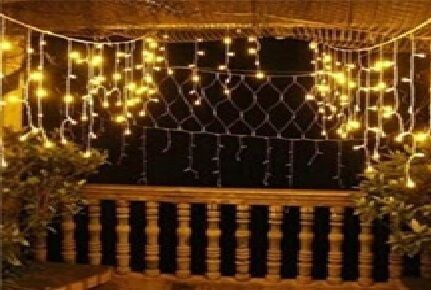 8 Fonksiyon 96 Ledli 19 Saçak 220v Sarı Perde Led (4 mt 30-40-50 cm)