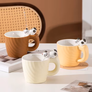 Sevimli Kedi Şeklinde Kahve Fincanı Kupa Bardak