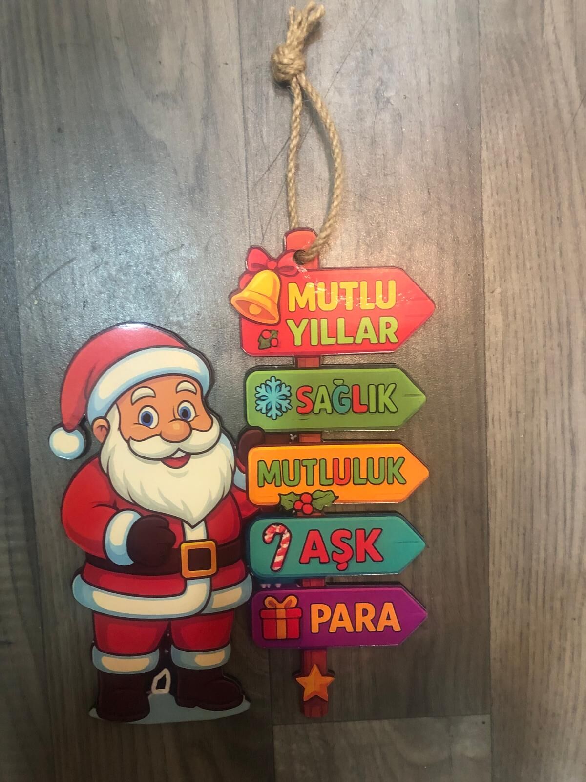 Ahşap Noel Baba Yılbaşı Kapı Duvar Süsü