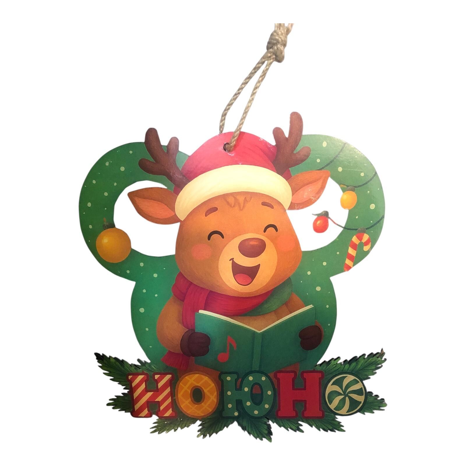 Ahşap Geyik Kafalı Ayı Yılbaşı Kapı Duvar Süsü