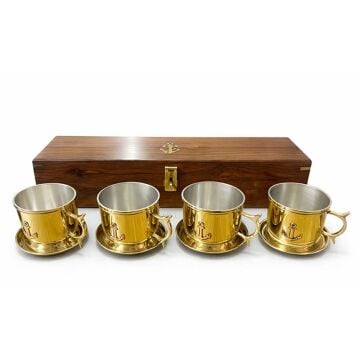 Dekoratif Şık Tasarım Pirinç Fincan Seti 4'lü