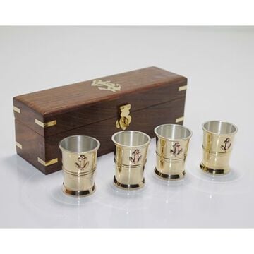 Dekoratif Şık Tasarım Pirinç Shot Bardak Seti 4'lü