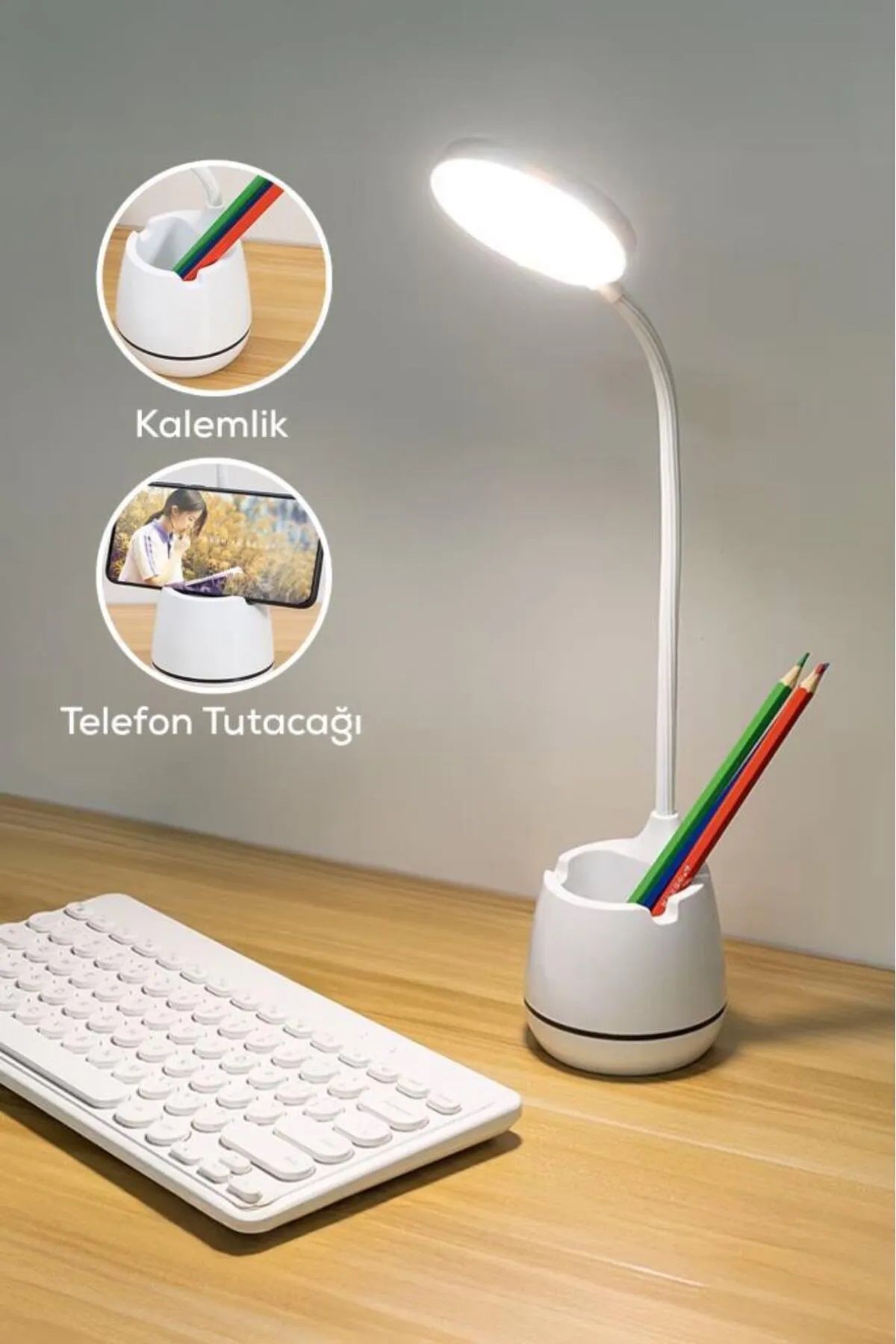 3 Kademeli Dokunmatik Led Esnek Şarjlı Masa Lambası