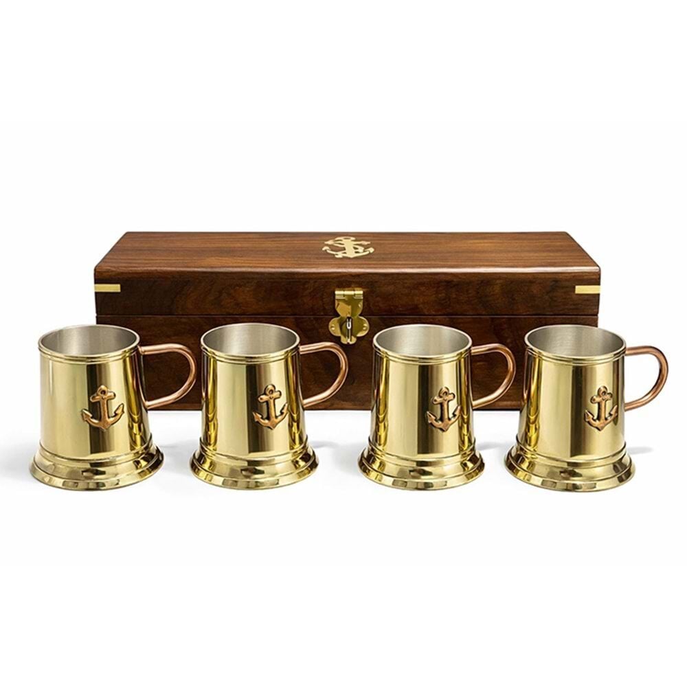 Dekoratif Pirinç Çapalı Fincan Seti 4'lü