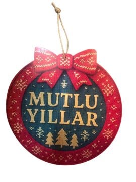 Ahşap Mutlu Yıllar Yılbaşı Çam Ağacı Kapı Duvar Süsü