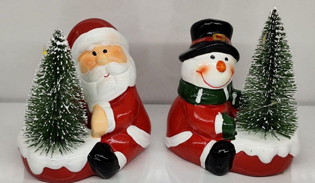 Işıklı Dekoratif Çam Ağcı Noel Baba Kardan Adam Yılbaşı Biblosu