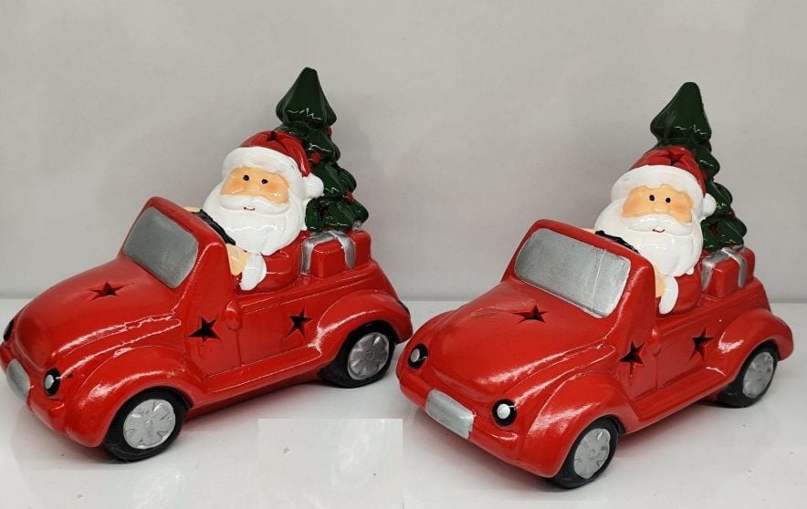 Işıklı Dekoratif Arabalı Hediye Dağıtan Noel Baba Yılbaşı Biblosu