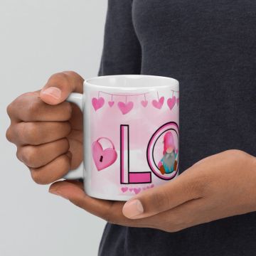 Dekoratif Love Anahtarlık Temalı Seramik Kupa Bardak