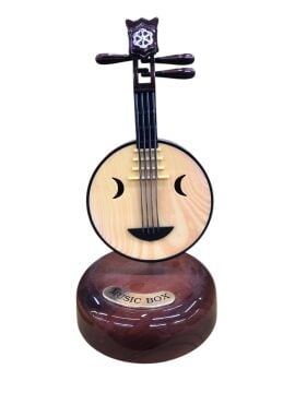 Yueqin Tasarımlı Kurmalı Dönen Müzik Kutusu - Ahşap Görünümlü Obje