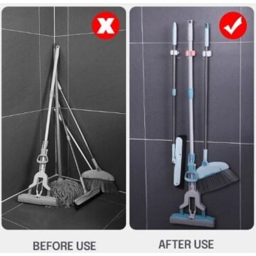 Yapışkanlı Pratik Beyaz Mop Tutucu