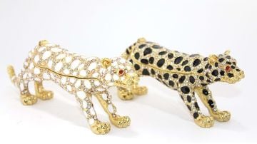 Dekoratif Swarovski Taşlı Leopar Biblosu (14cm x 5cm)