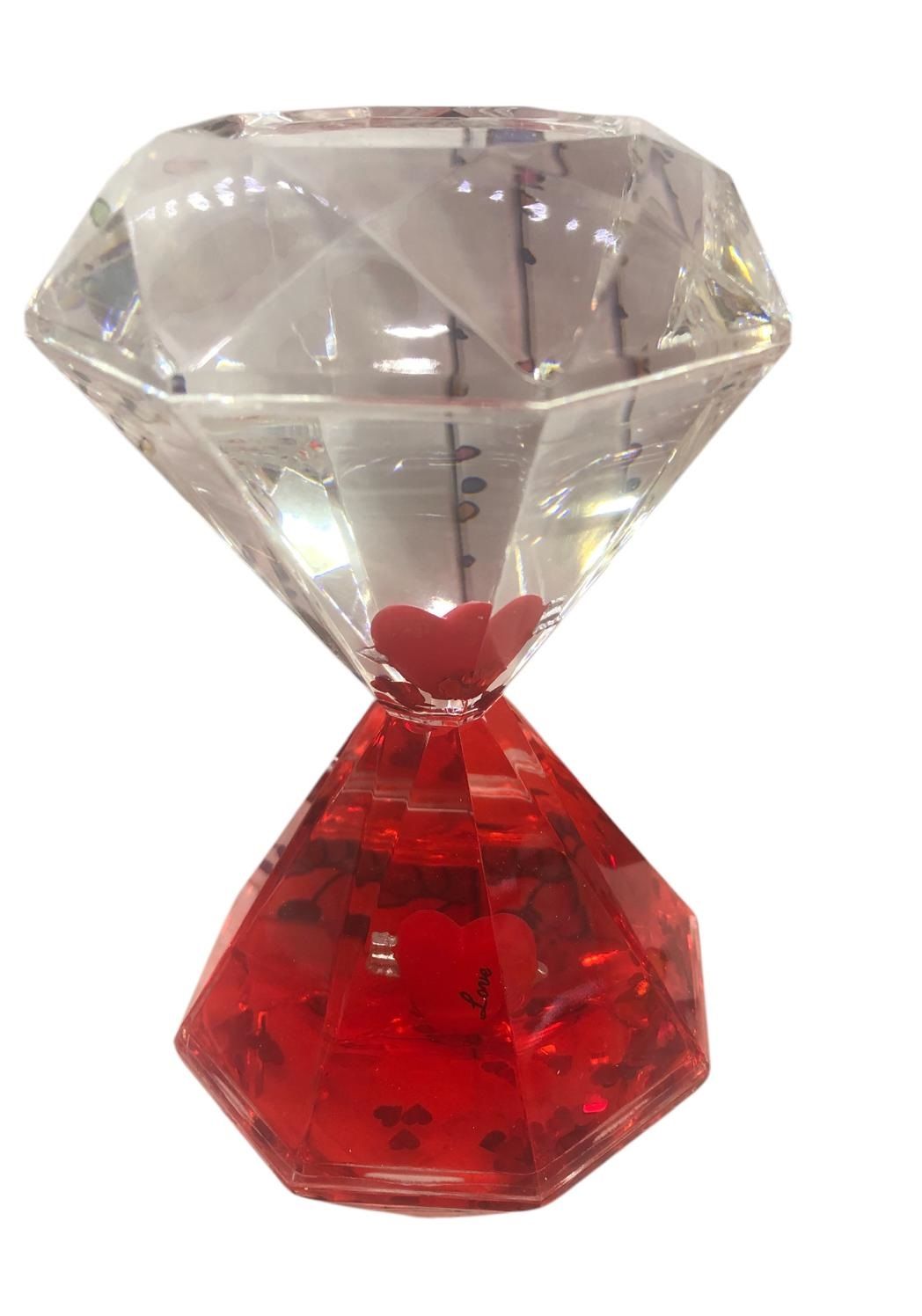 Dekoratif Kırmızı Kalpler Sıvı Jel Kum Saati