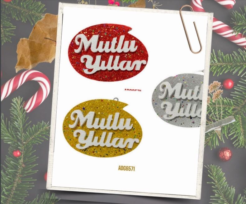 Yuvarlak Mutlu Yıllar Yılbaşı Çam Ağacı Süsü