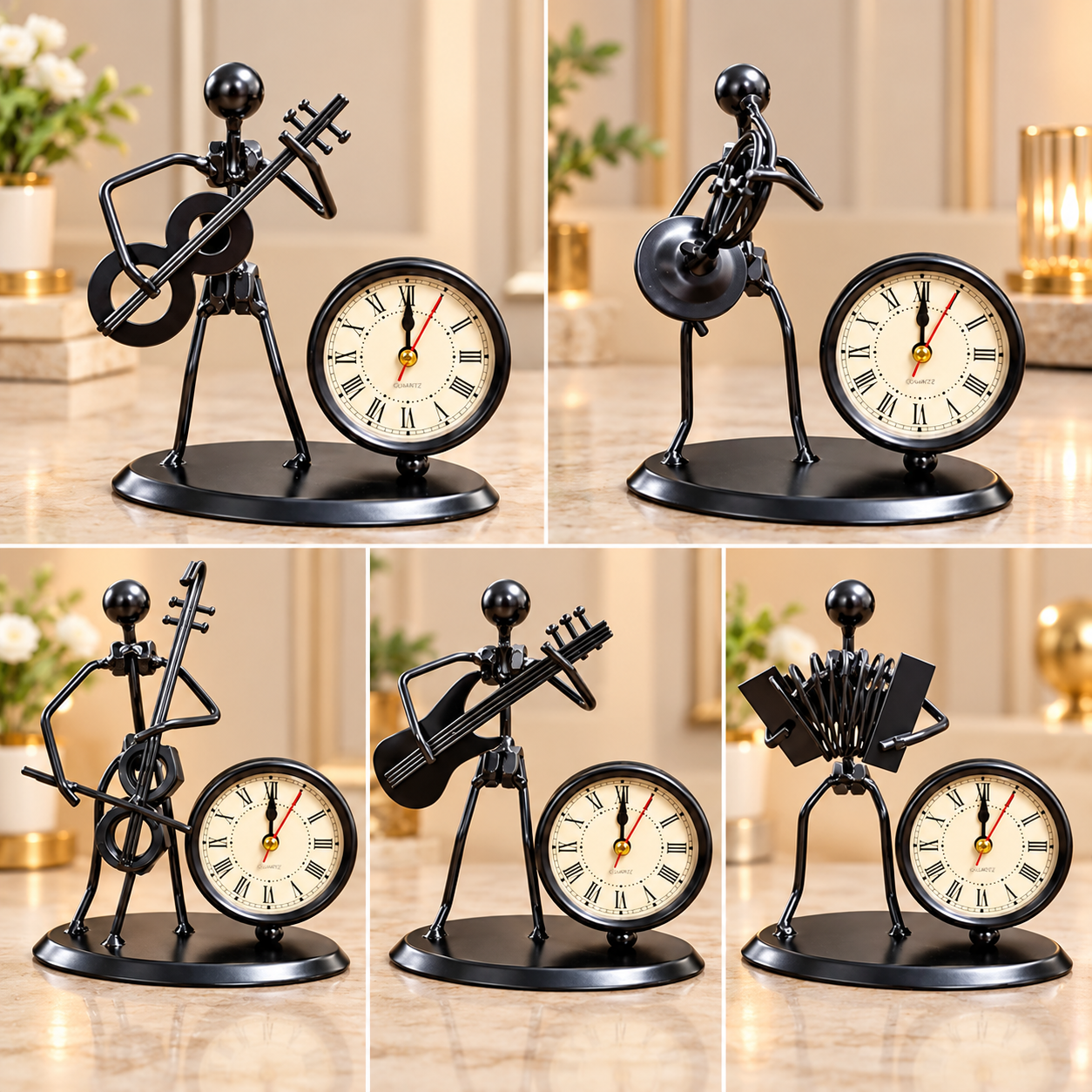 Metal Müzisyen Adam Tasarımlı Masa Saati (15CMX12CM)