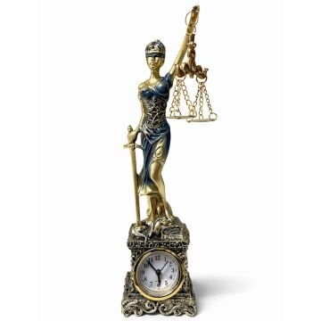 Polyester Adalet Tanrıçası Masa Saati Dekoratif Biblo 26 Cm