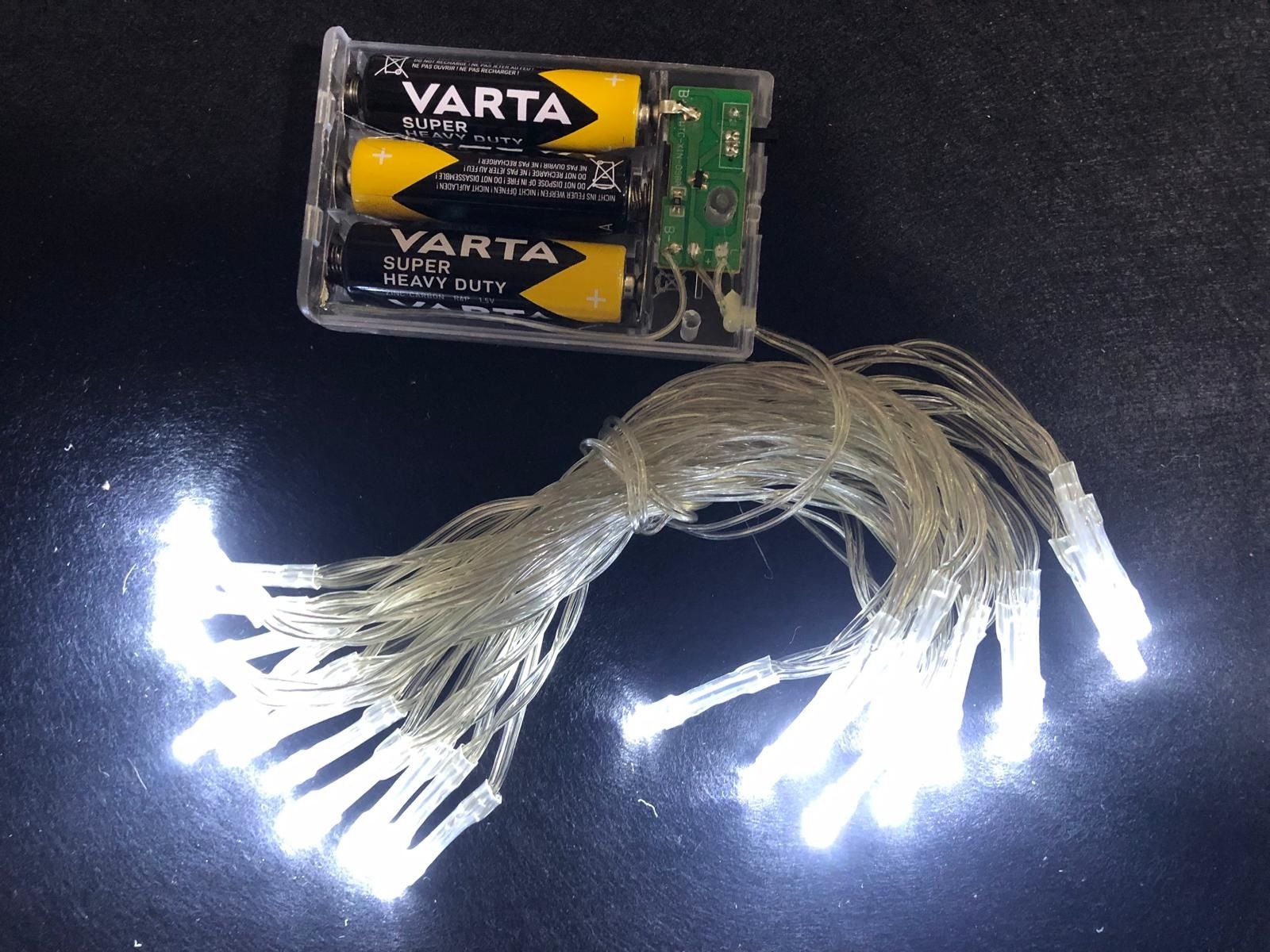 Şeffaf Kablolu Beyaz Pirinç Pilli 30 Led Işık (5 mt)