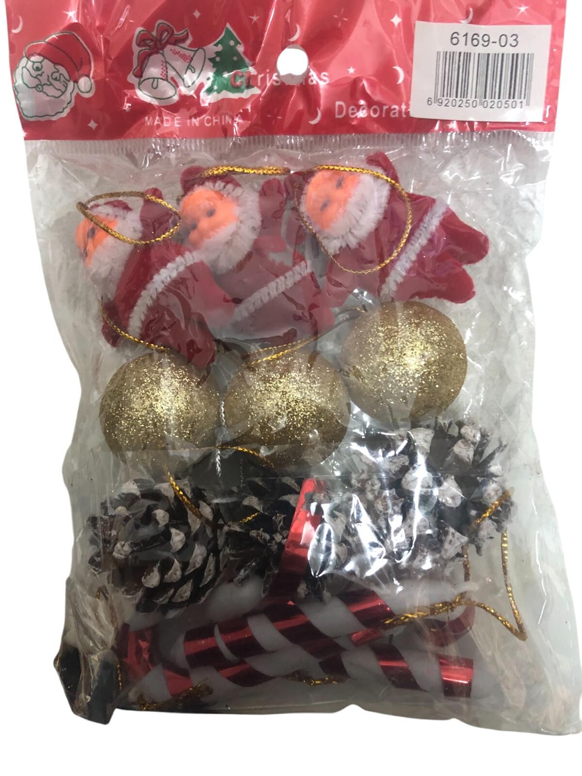 Noel Baba Kozalak Baston Top Yılbaşı Çam Ağacı Süsü (12 Parça)