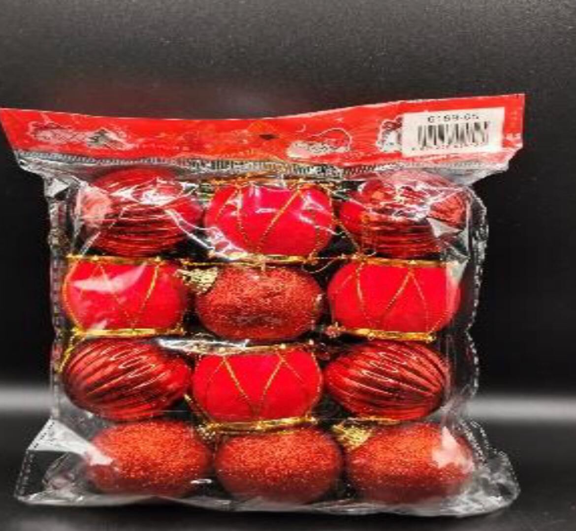 Kırmızı Top & Davul Yılbaşı Çam Ağacı Süsü (12 Parça)