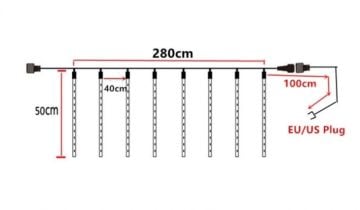 Sarı Ledli Meteor Yağmur Tüpleri 8 Tüp