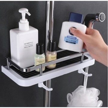 Metal Korumalı Banyo Duş Sabunluk Şampuan Rafı