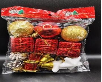 Hediye Paketi Can Yıldız Top Kozalak Davul Çam Ağacı Süsü (14 Parça)