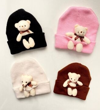Yumuşak Peluş Dokulu Çocuk Ayıcıklı Şapka