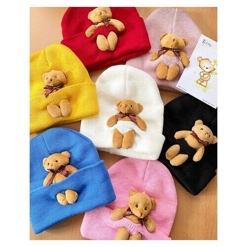 Yumuşak Peluş Dokulu Çocuk Ayıcıklı Şapka