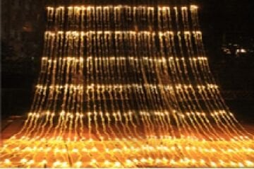 10 Saçaklı Akan Perde Şelale Led Sarı (3 mt x 2 mt)