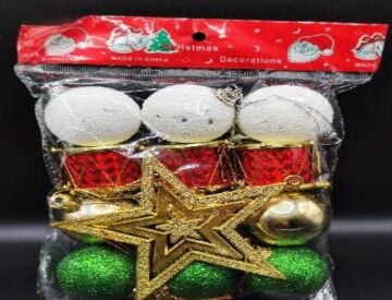 Davul Top & Yıldız Yılbaşı Noel Çam Ağacı Süsü (13 Parça)