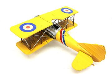 Dekoratif Çift Kanatlı Metal Savaş Uçağı Sarı